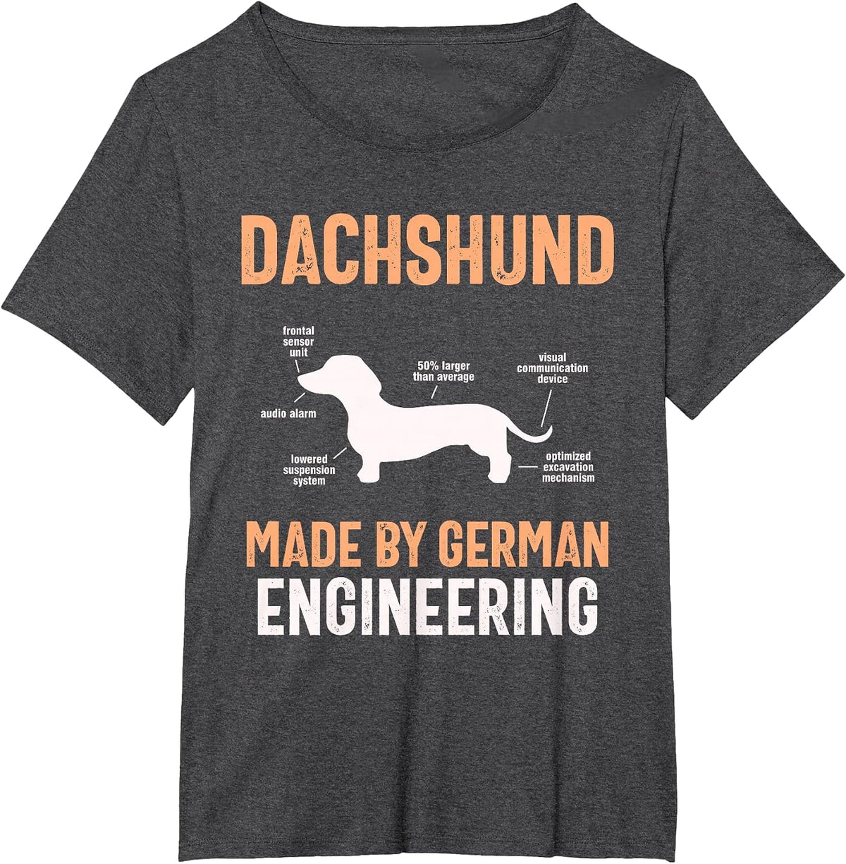 Dachshund German Engineering Art Puppy Master Dachshund T-Shirt - Dark Heather Grey