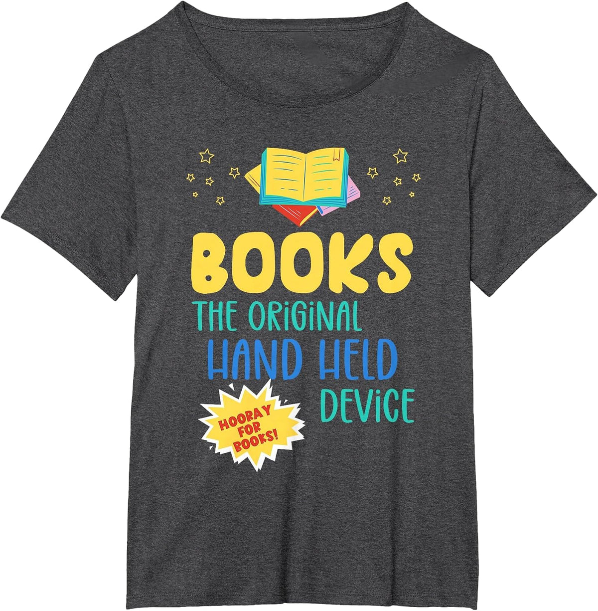 Books The Original Hand Held Device, Librarian Read Teacher T-Shirt - Dark Heather Grey