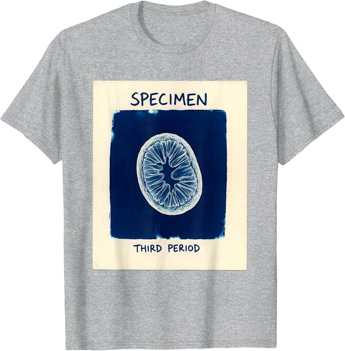 Men's Specimen: Third Period Cyanotype Photogram Biology Teacher T-Shirt - Heather Grey
