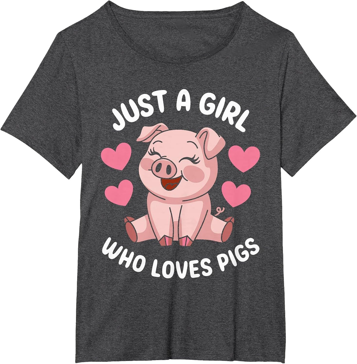 Just a Girl who Loves Pigs Cute Pig Lover T-Shirt - Dark Heather Grey