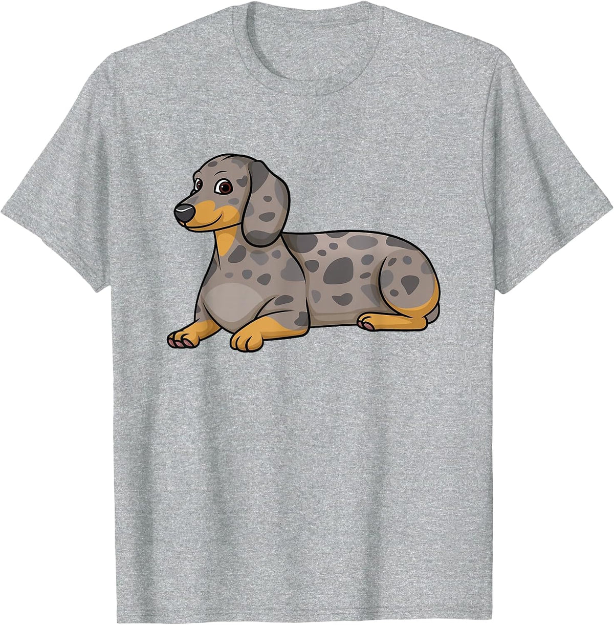 Dapple Dachshund Dog Lying Down T-Shirt - Heather Grey