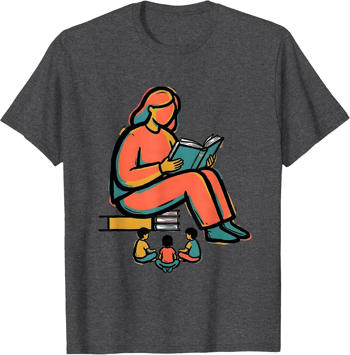 Book Host Librarian Library Day School Event T-Shirt - Dark Heather Grey