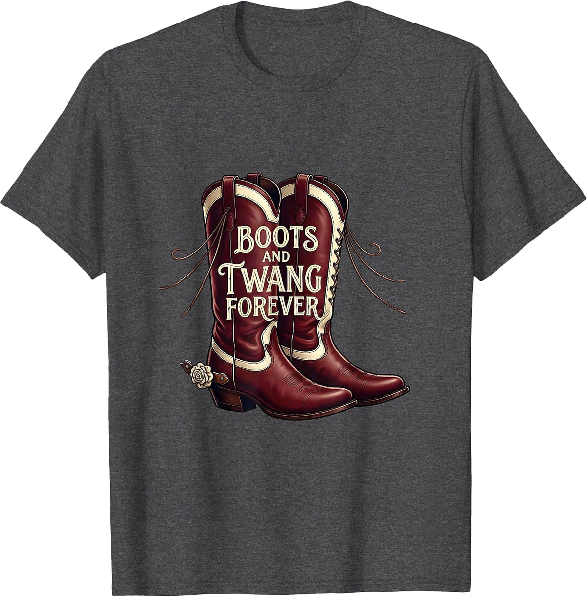 Men's Boots and Twang Forever 90s Country Design T-Shirt - Dark Heather Grey
