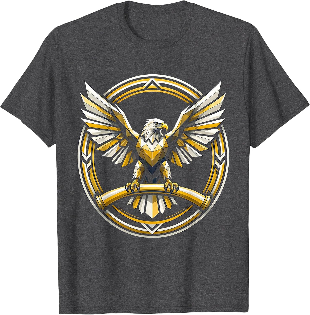 Men's Eagle on Chrome Handlebar Motorcycle Graphic T-Shirt - Dark Heather Grey