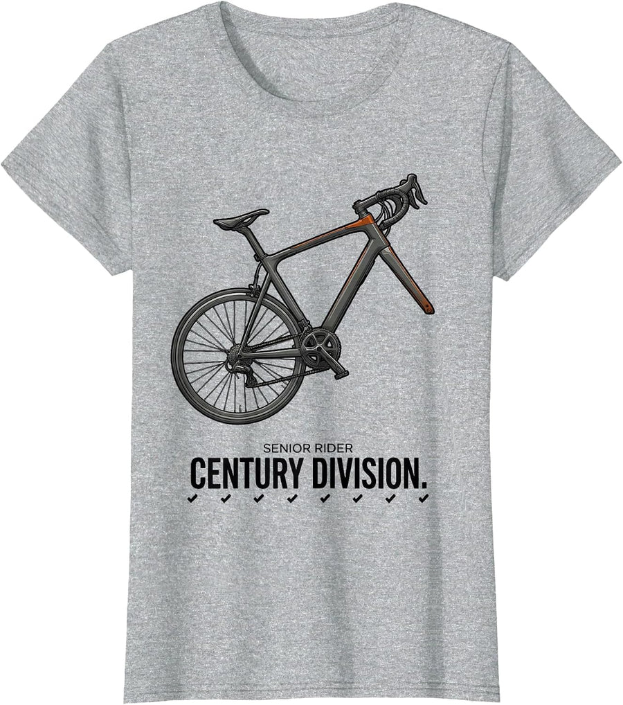 Senior Rider Century Division Funny Old Guy Cycling T-Shirt - Heather Grey