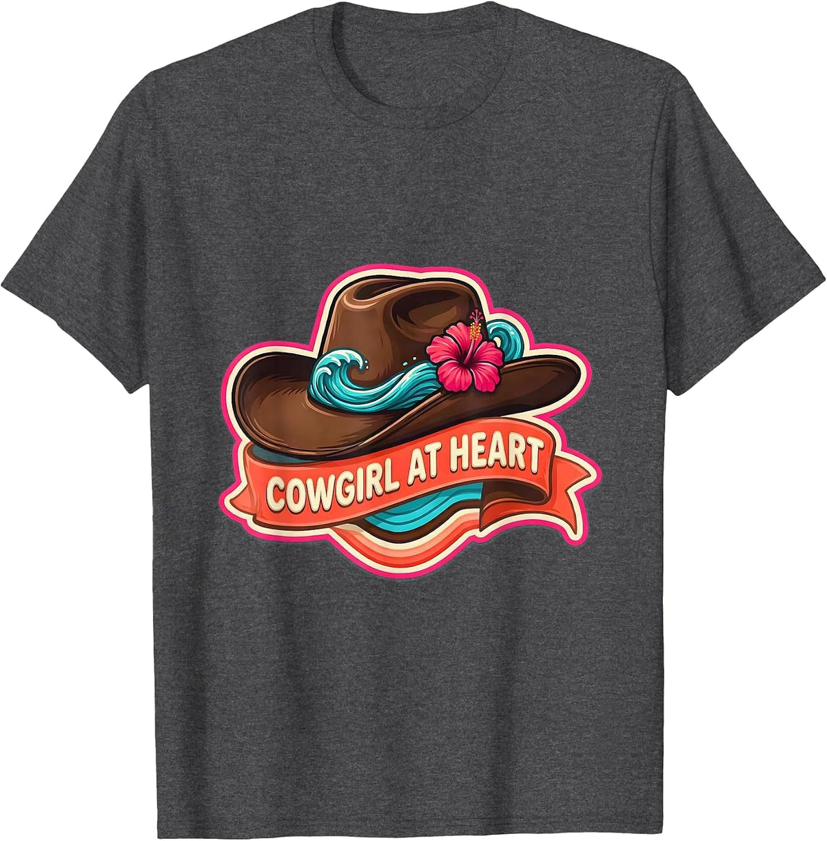 Men's Cowgirl At Heart Western Spirit Design T-Shirt - Dark Heather Grey