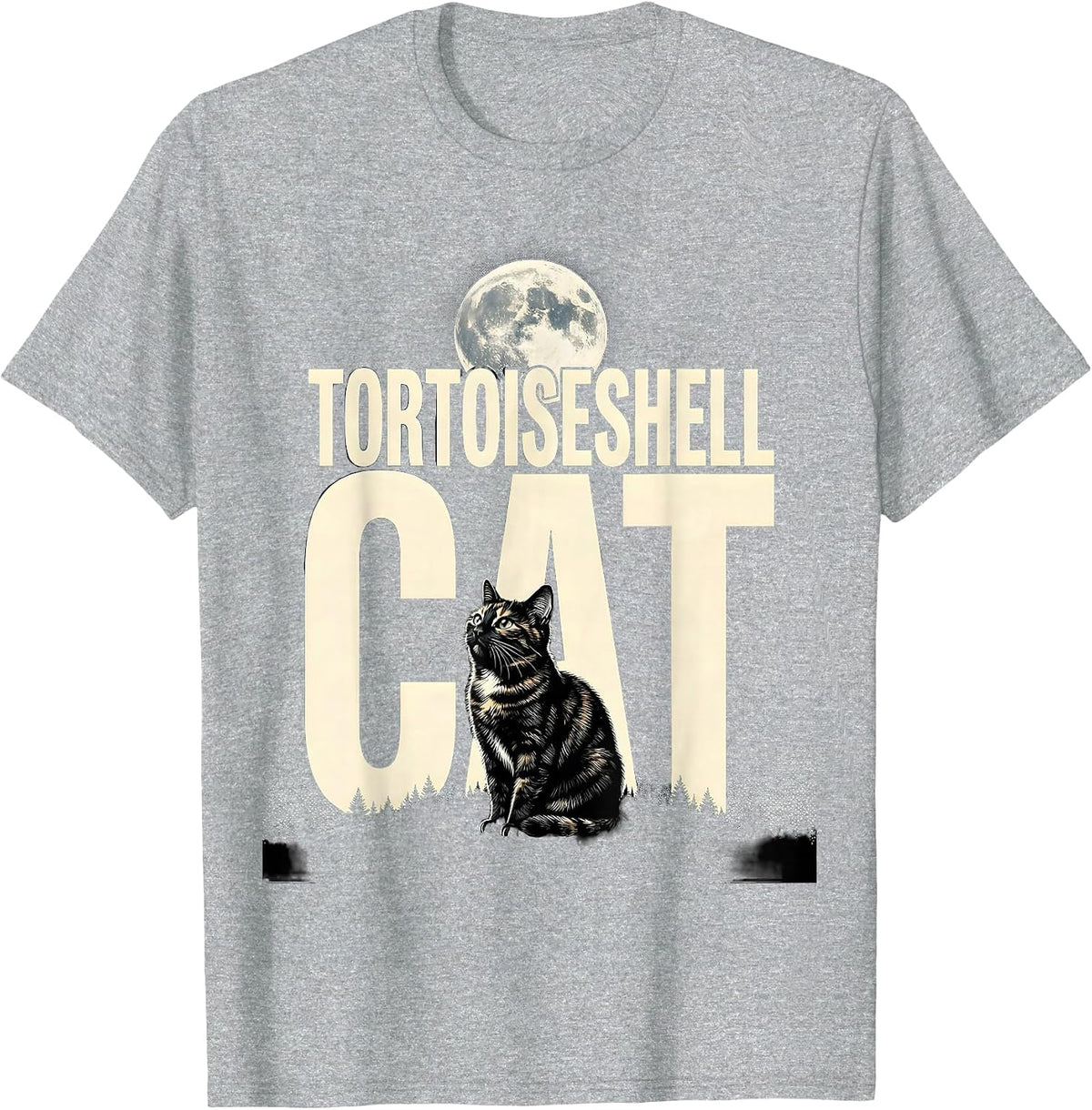 Men's Tortoiseshell Cat Howling at Moon Vintage Retro Cat Lover T-Shirt - Heather Grey
