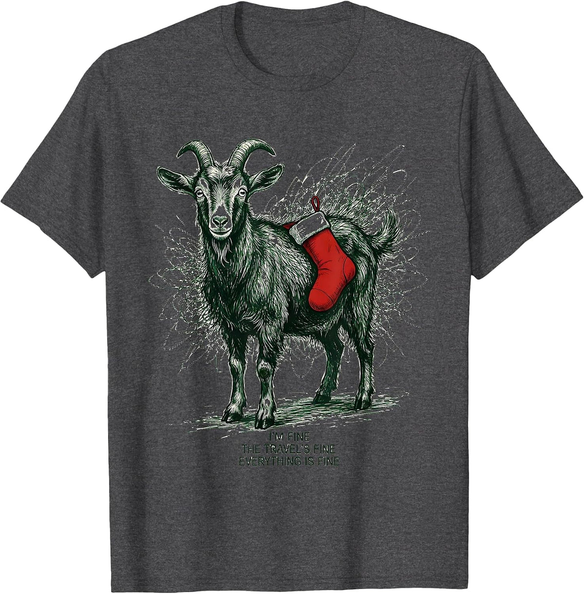 Men's I'm Fine, The Travel's Fine, Everything Is Fine Funny T-Shirt - Dark Heather Grey