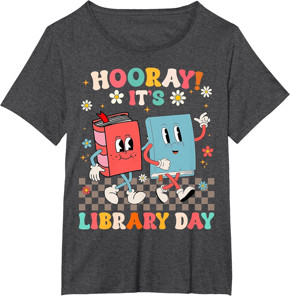 Reading Book Lover School Librarian Hooray It's Library Day T-Shirt - Dark Heather Grey