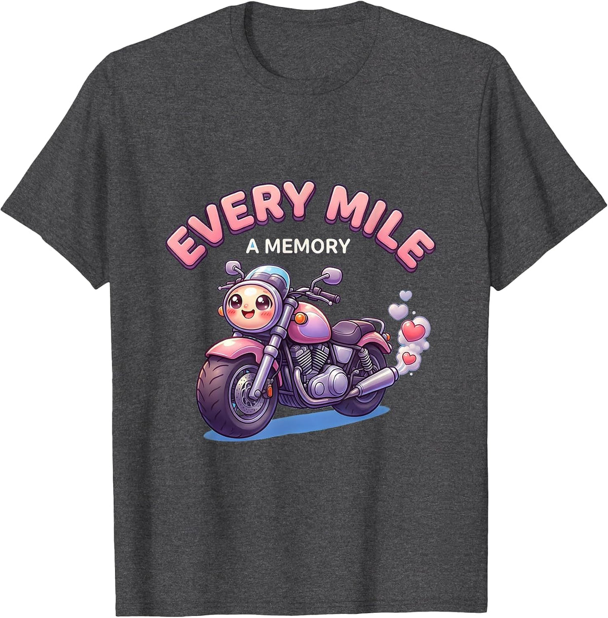 Men's Every Mile A Memory Motorcycle Rider Design T-Shirt - Dark Heather Grey