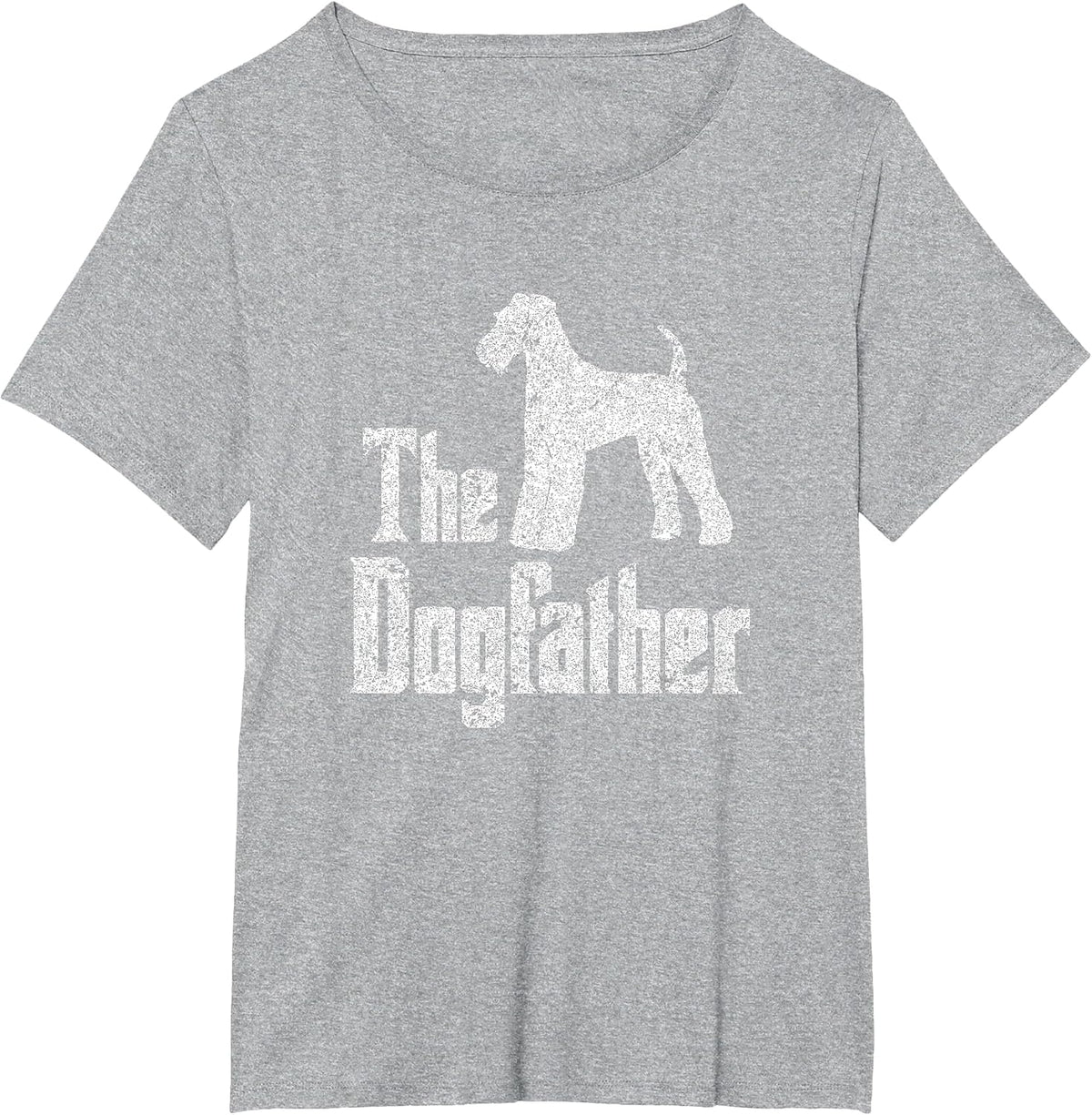 The Dogfather T-Shirt, Airedale Terrier Silhouette Funny Dog T-Shirt - Heather Grey