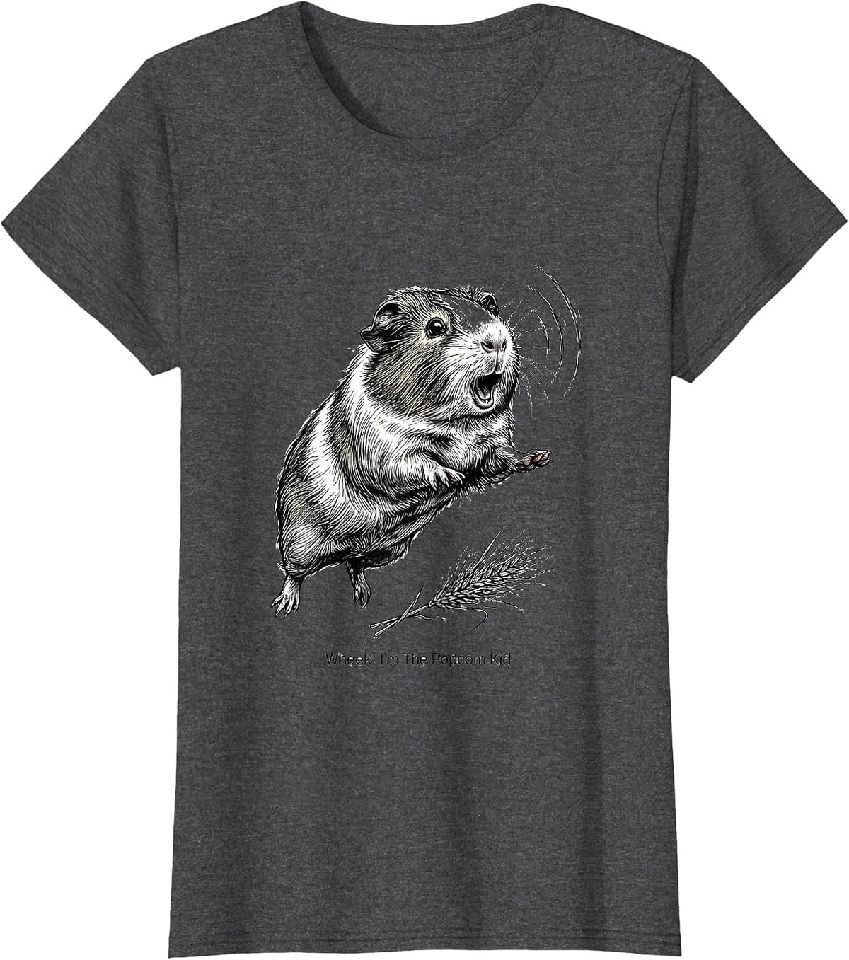 Women's Wheek! I'm The Popcorn Kid Funny Guinea Pig Cavy Lover T-Shirt - Dark Heather Grey
