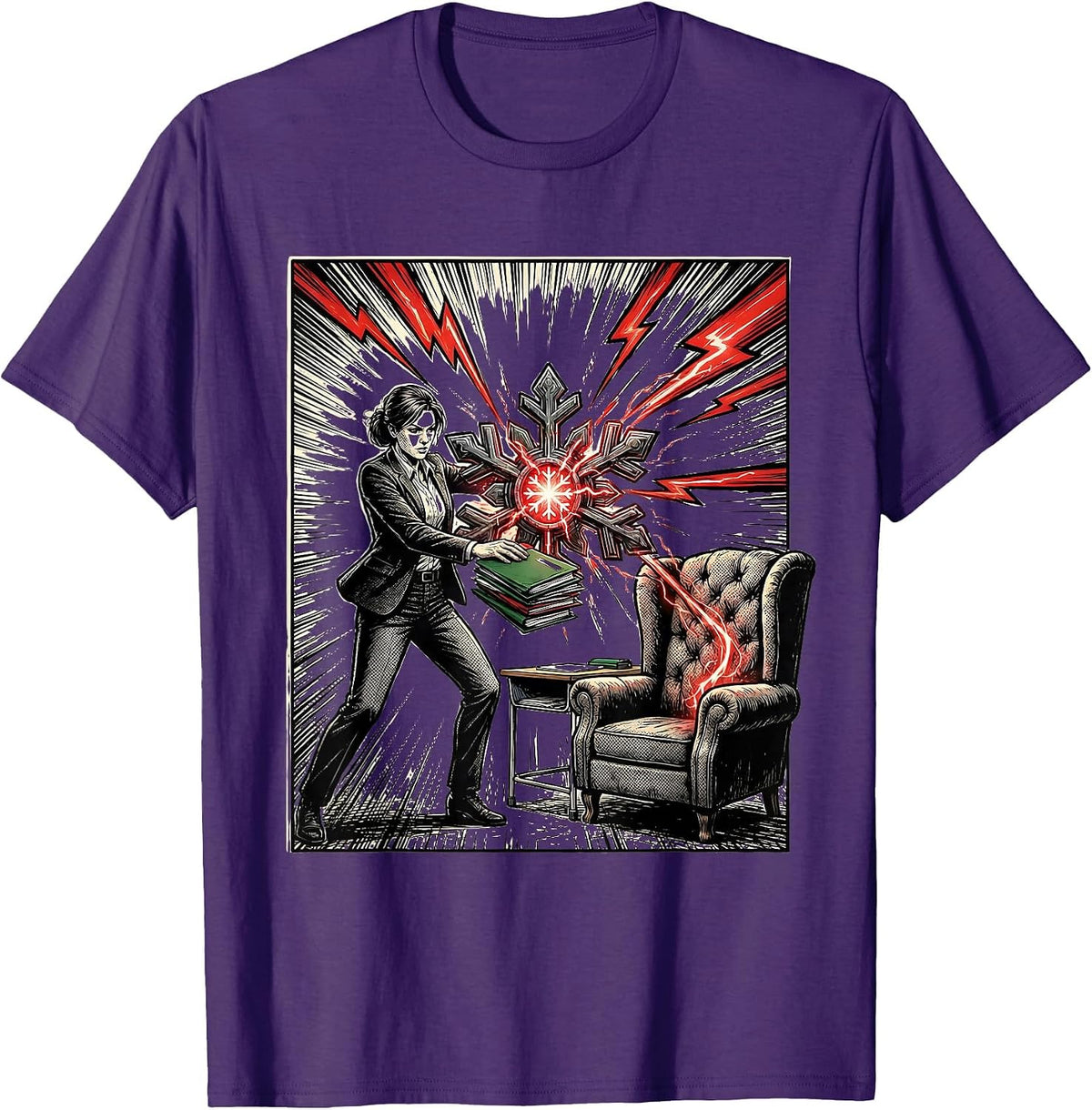 Teacher Winter Break Earned Rest Comic Book Humor T-Shirt - Purple