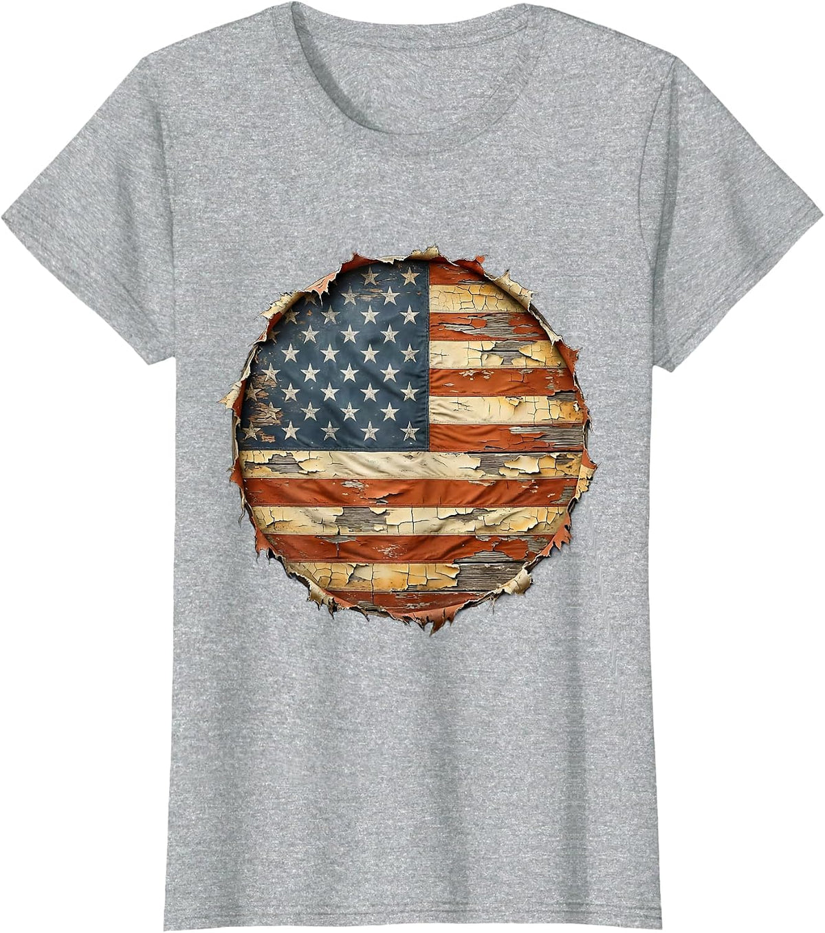 Patriotic Lumberjack American Flag Axe Design T-Shirt - Heather Grey