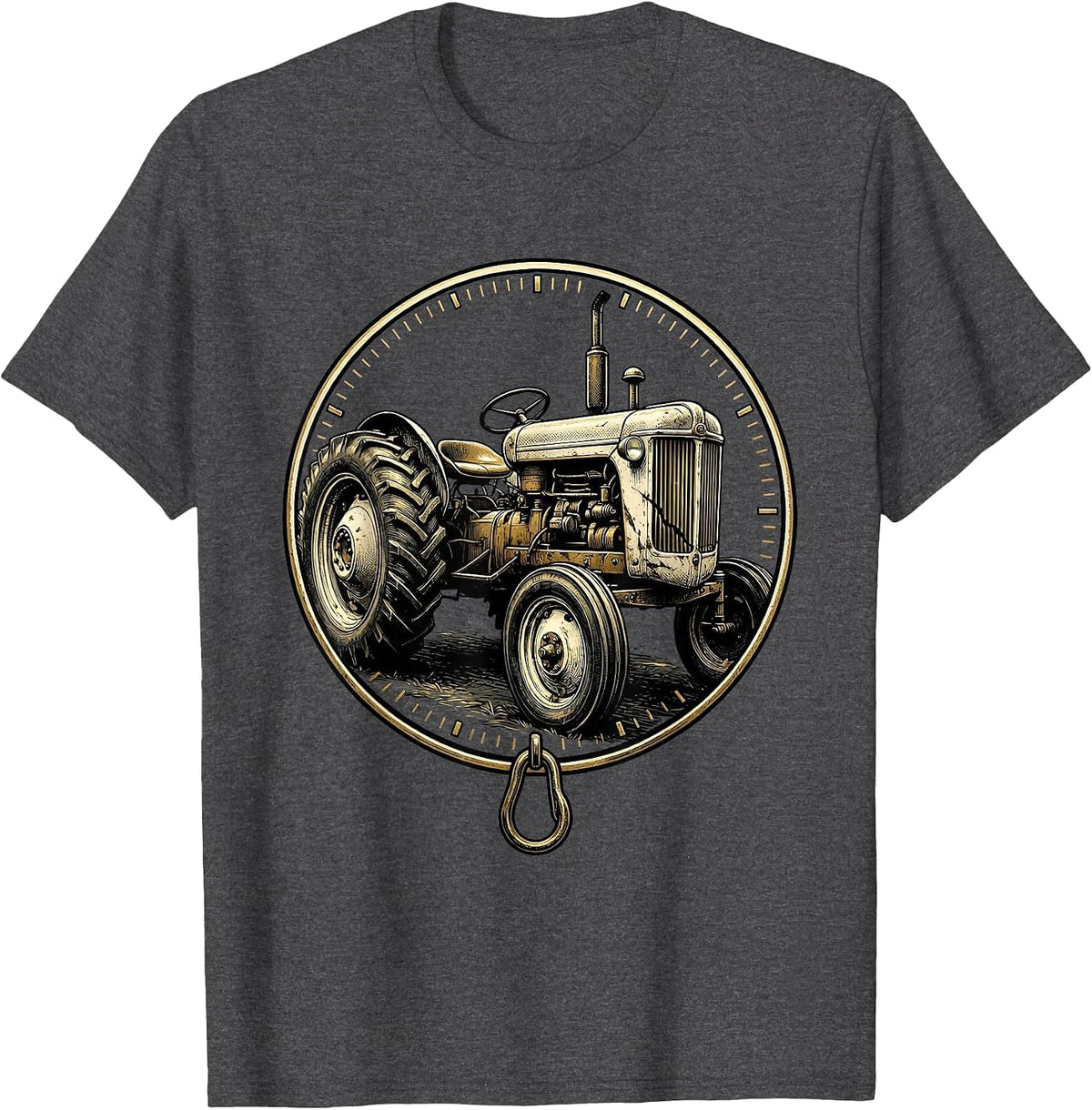 Vintage Tractor Emblem Farmer Farm Pride T-Shirt - Dark Heather Grey
