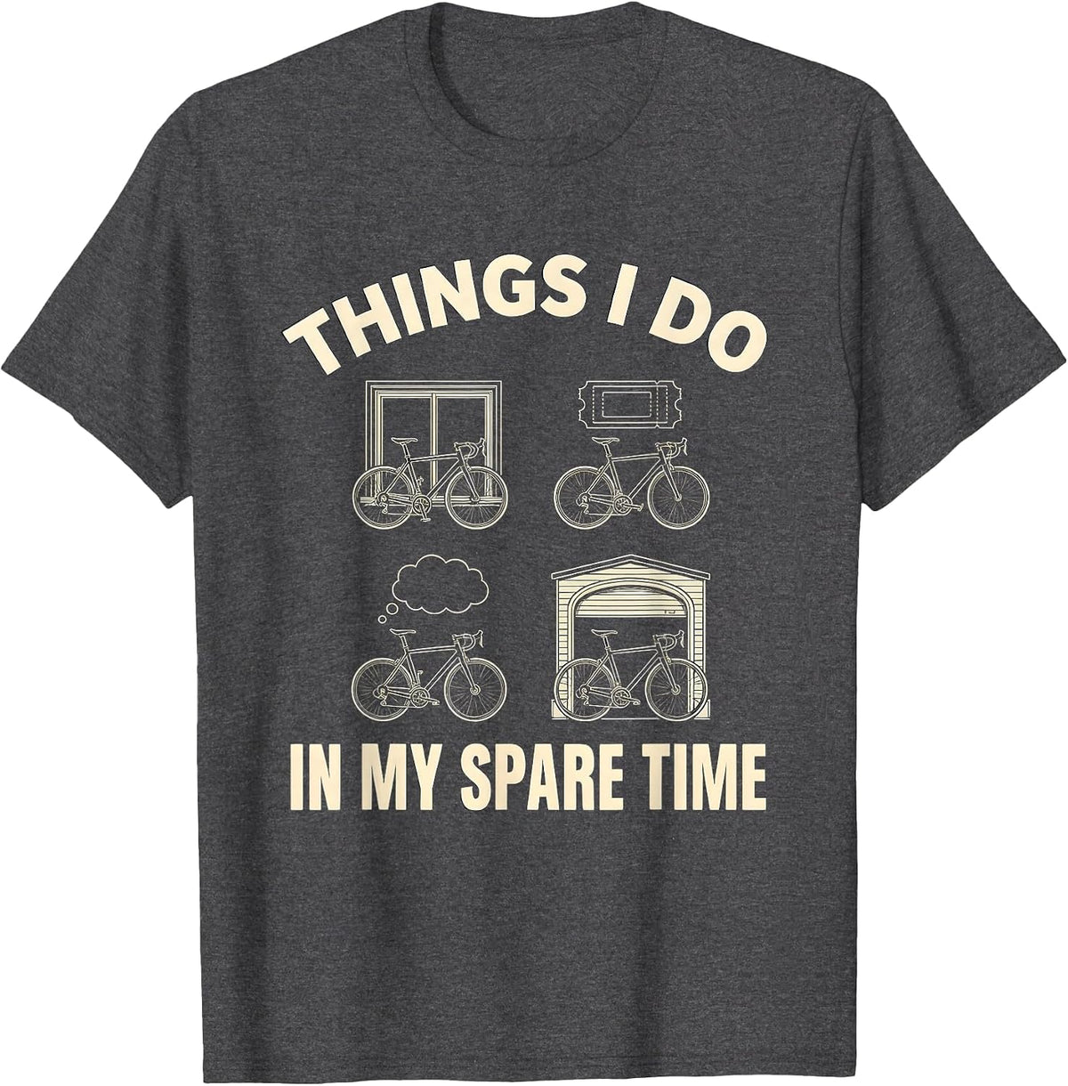 Things I Do In My Spare Time Funny Biker Motorcycle Cycling T-Shirt - Dark Heather Grey