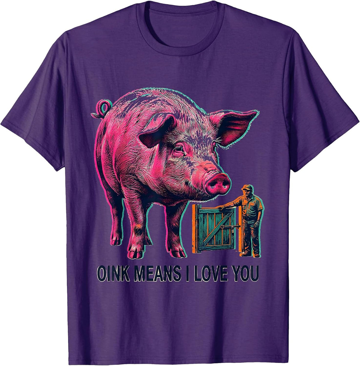 Oink Means I Love You Funny Pig Lover Pet Pig Owner T-Shirt - Purple