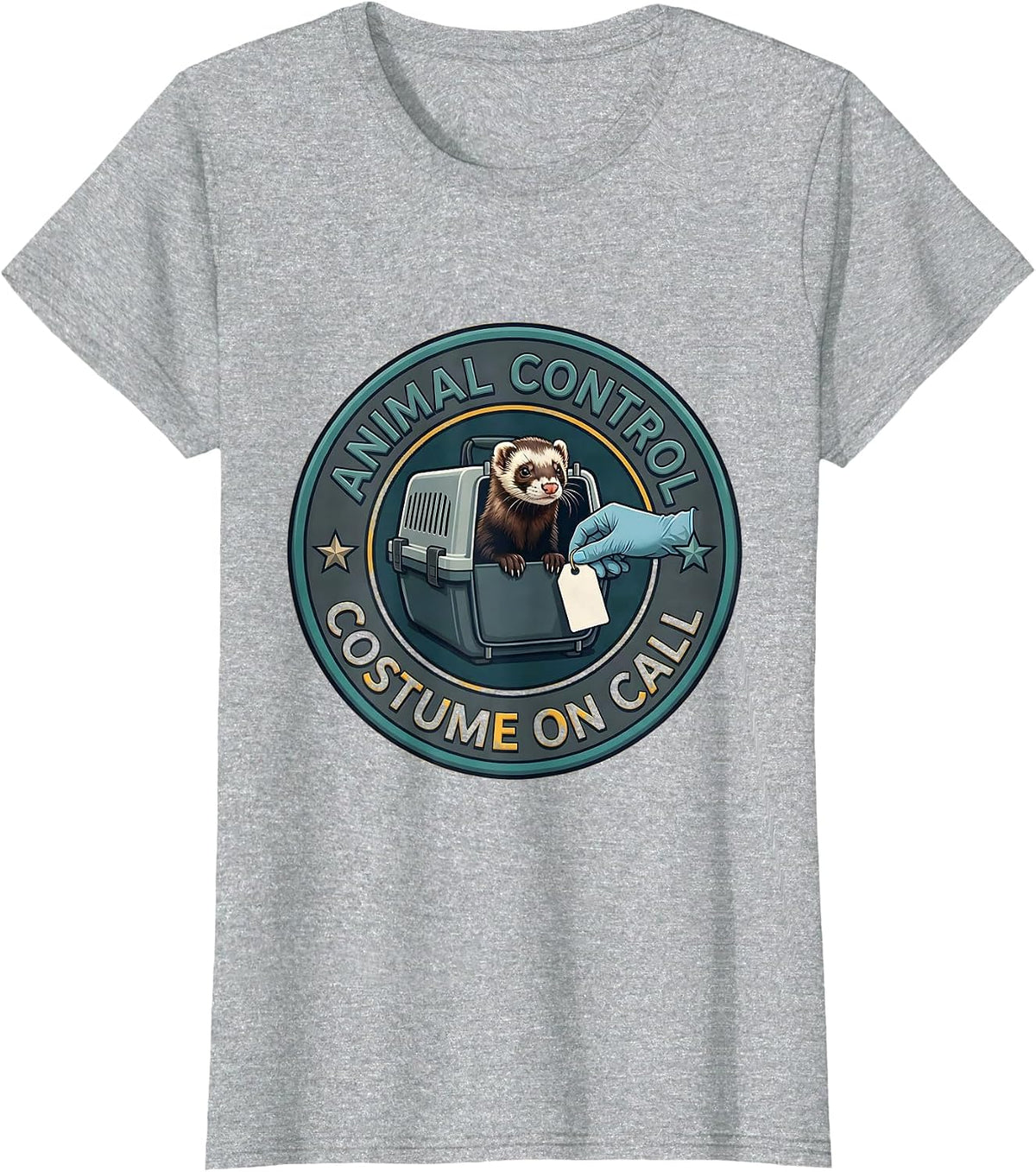 Animal Control Costume On Call Funny Animal Lover Halloween T-Shirt - Heather Grey