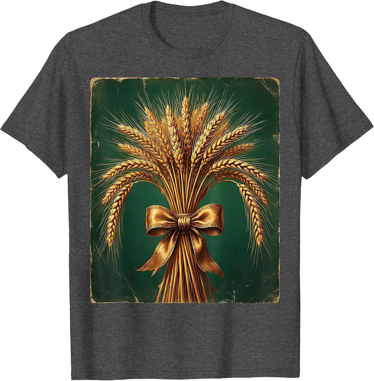 Oktoberfest Wheat and Barley Harvest Illustration T-Shirt - Dark Heather Grey