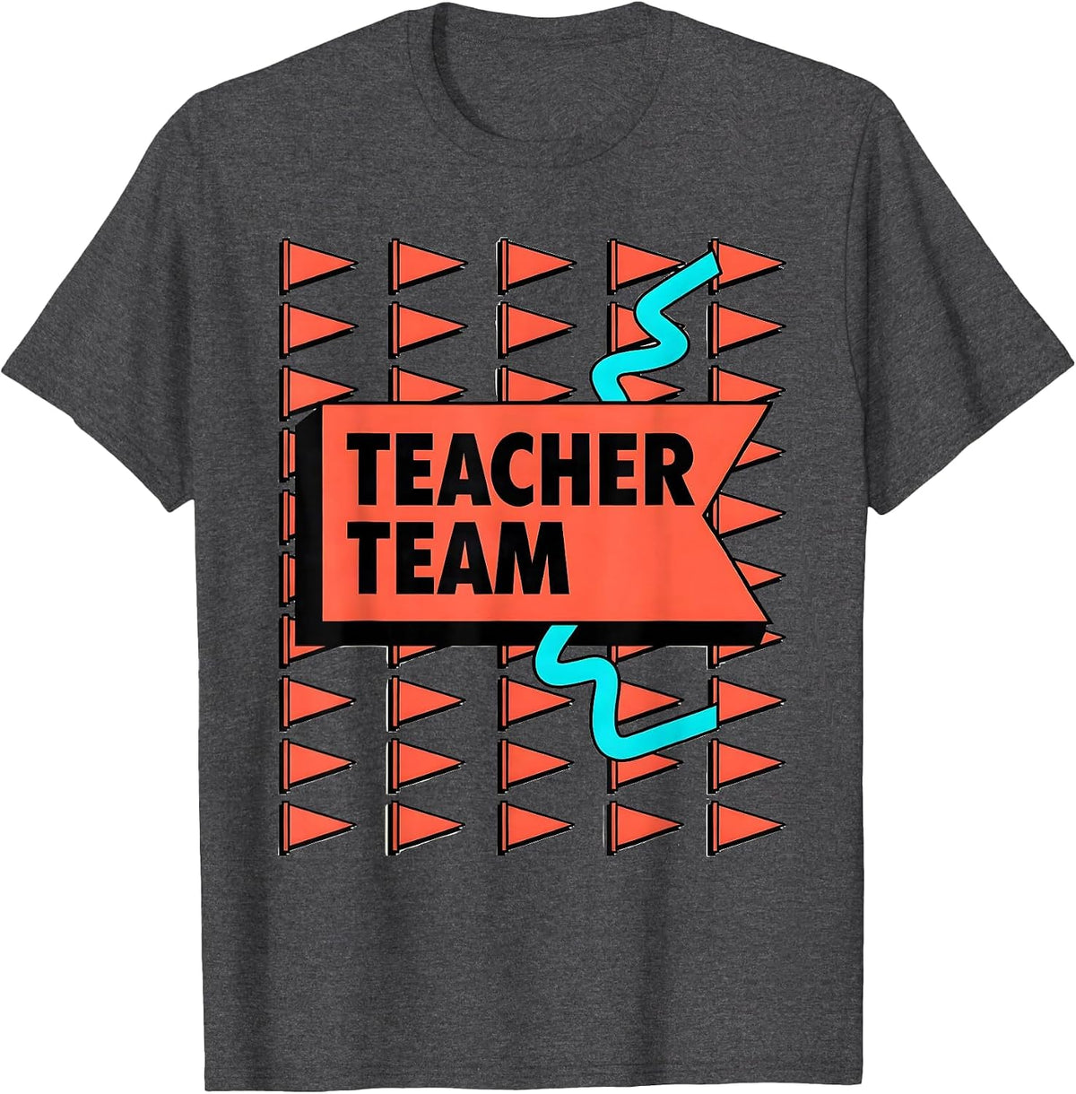 Teacher Team Memphis Postmodern Teacher Crewneck T-Shirt - Dark Heather Grey