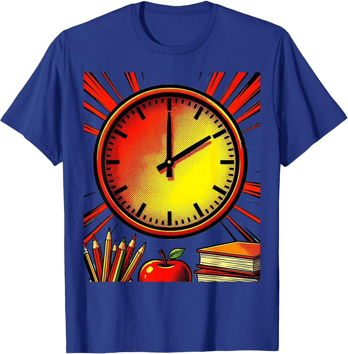 Middle School Teacher Three O'Clock Wall Clock Design T-Shirt - Royal Blue