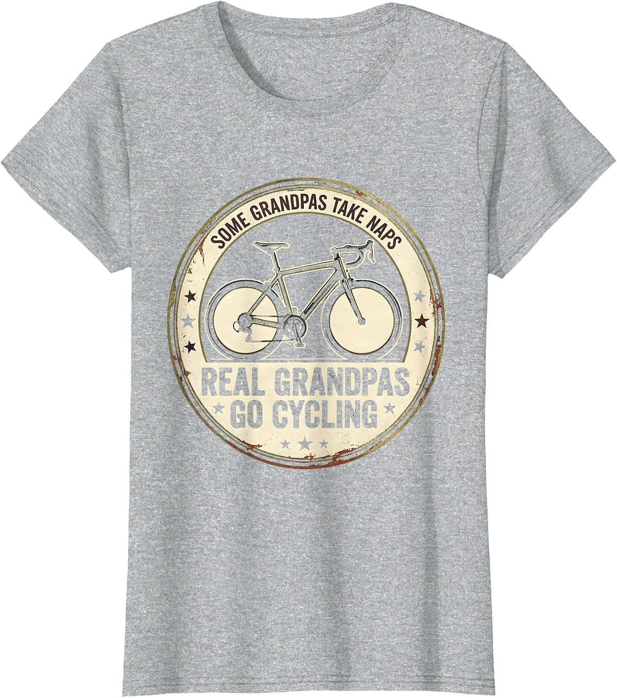 Some Grandpas Take Naps Real Grandpas Go Cycling Vintage T-Shirt - Heather Grey