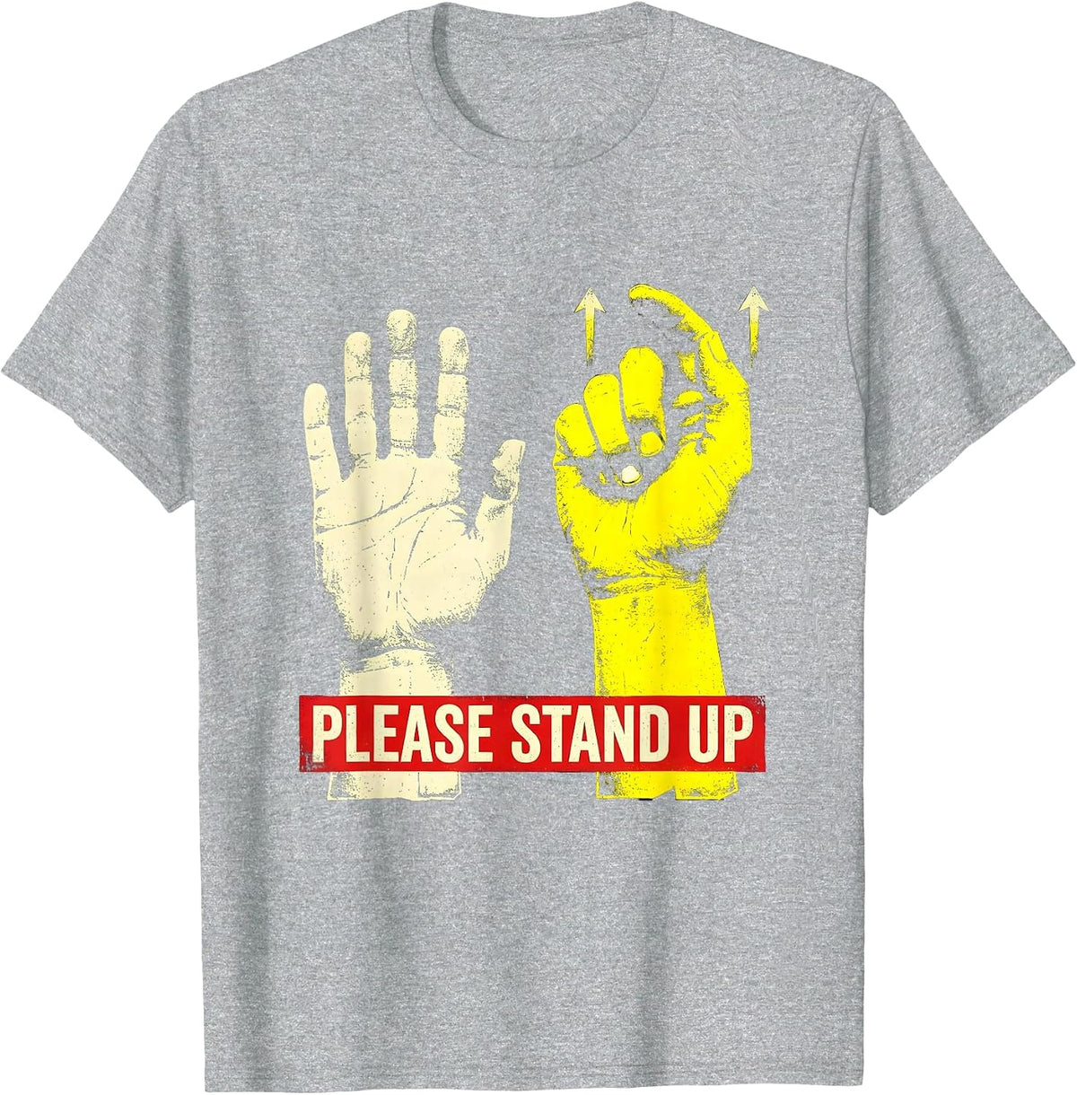 Men's Please Stand Up Funny ASL Sign Language Teacher Advocacy T-Shirt - Heather Grey