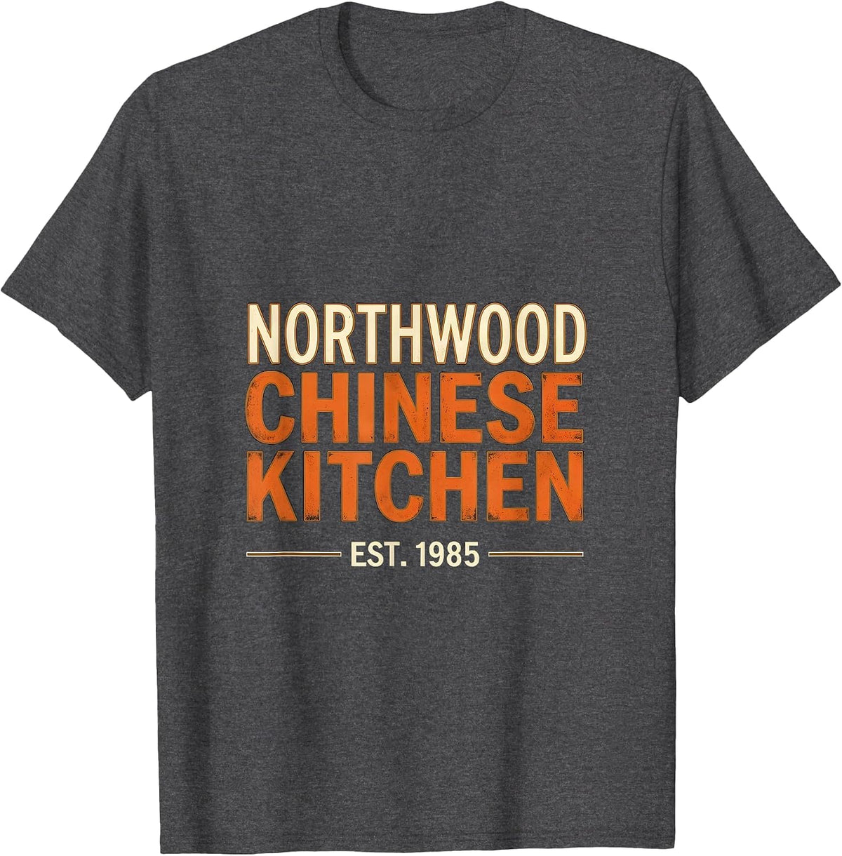 Men's Northwood Chinese Kitchen Est 1985 Funny Chinese Restaurant T-Shirt - Dark Heather Grey
