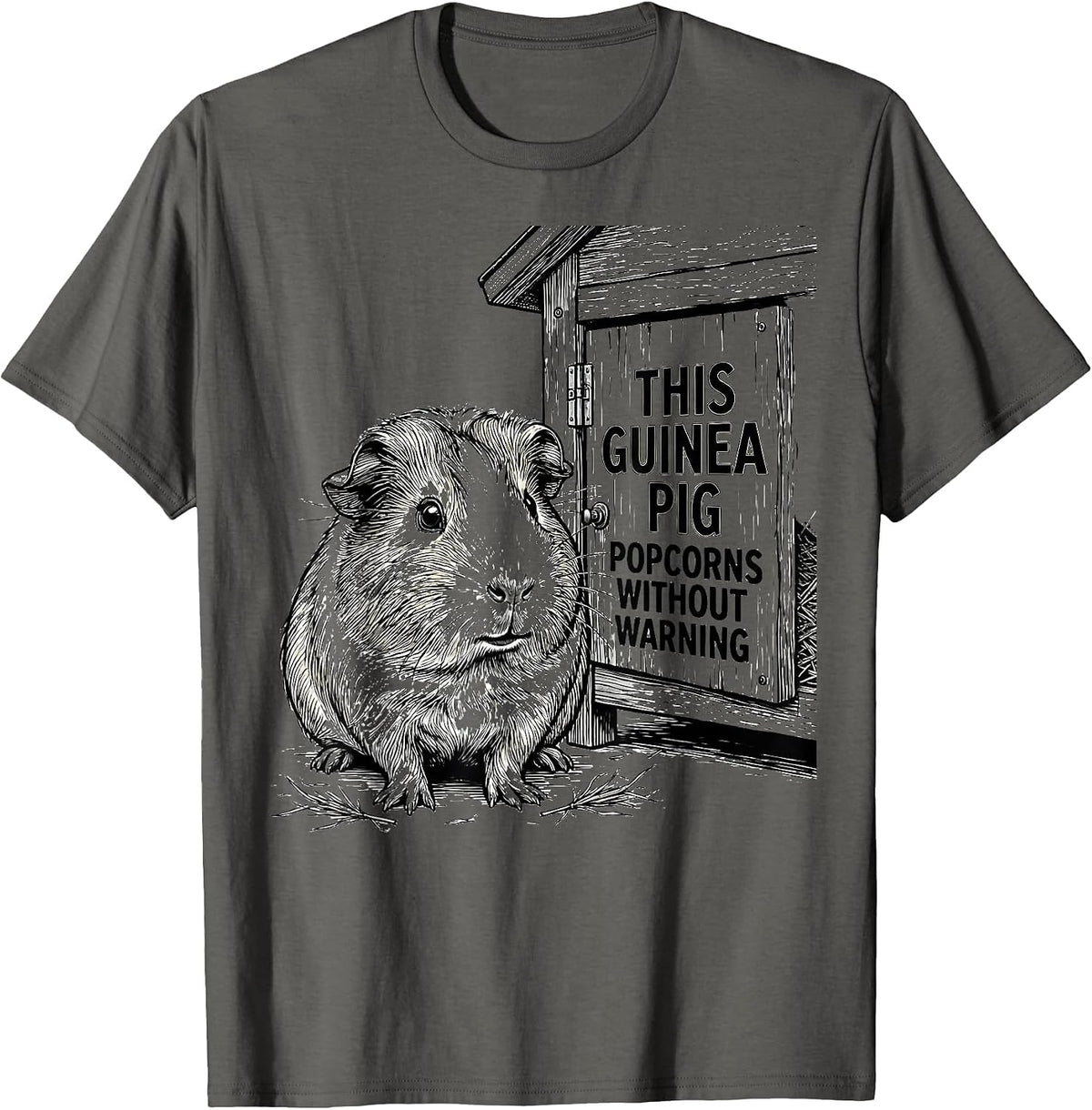 This Guinea Pig Popcorns Without Warning Funny Pig Lover T-Shirt - Asphalt Grey