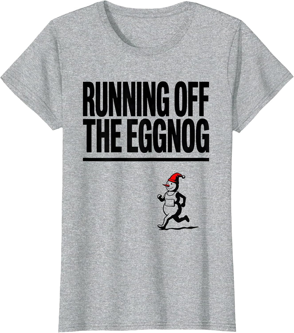 Running Off The Eggnog Funny Christmas 5K Run Runner Squad T-Shirt - Heather Grey