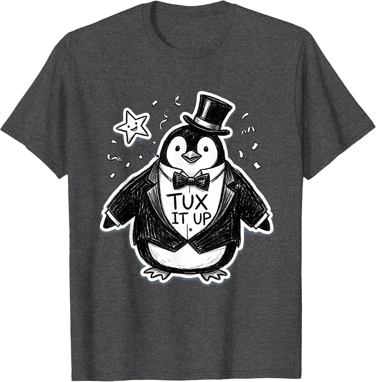 Men's Tux It Up Formal Tuxedo Style Design T-Shirt - Dark Heather Grey