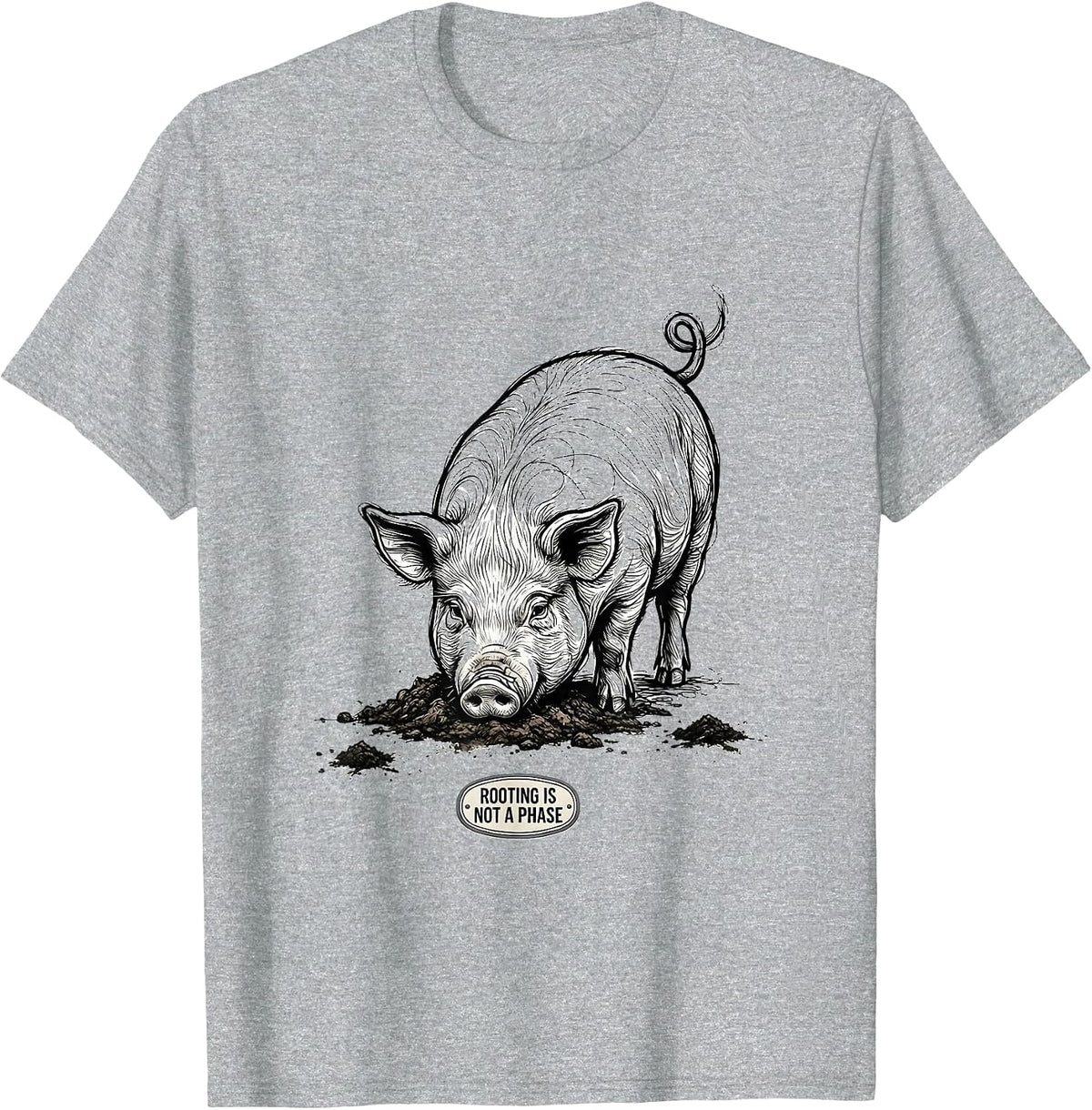Men's Rooting Is Not A Phase Funny Pig Lover Novelty Humor T-Shirt - Heather Grey