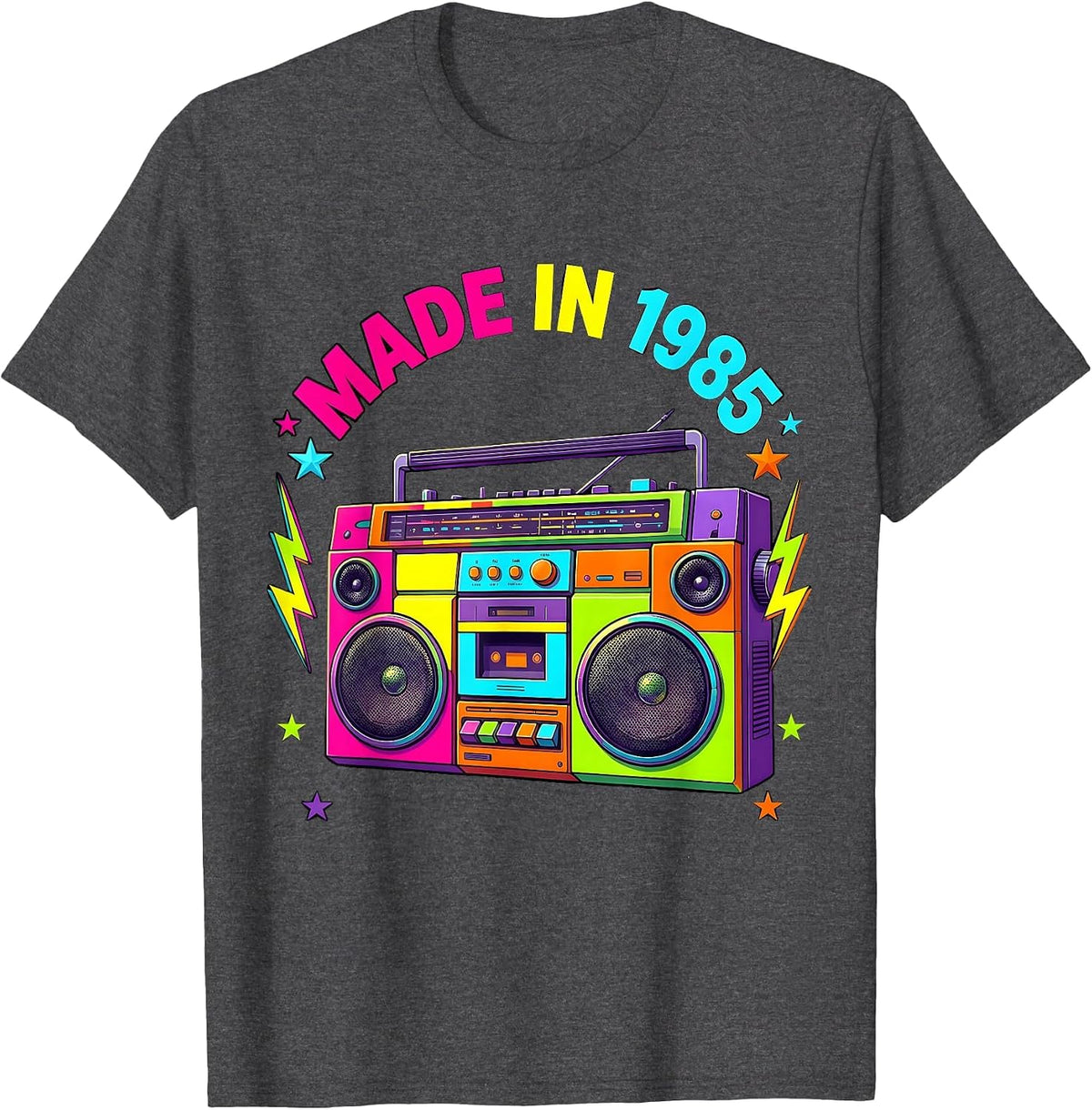 Made in 1985 Classic Birth Year Design T-Shirt - Dark Heather Grey