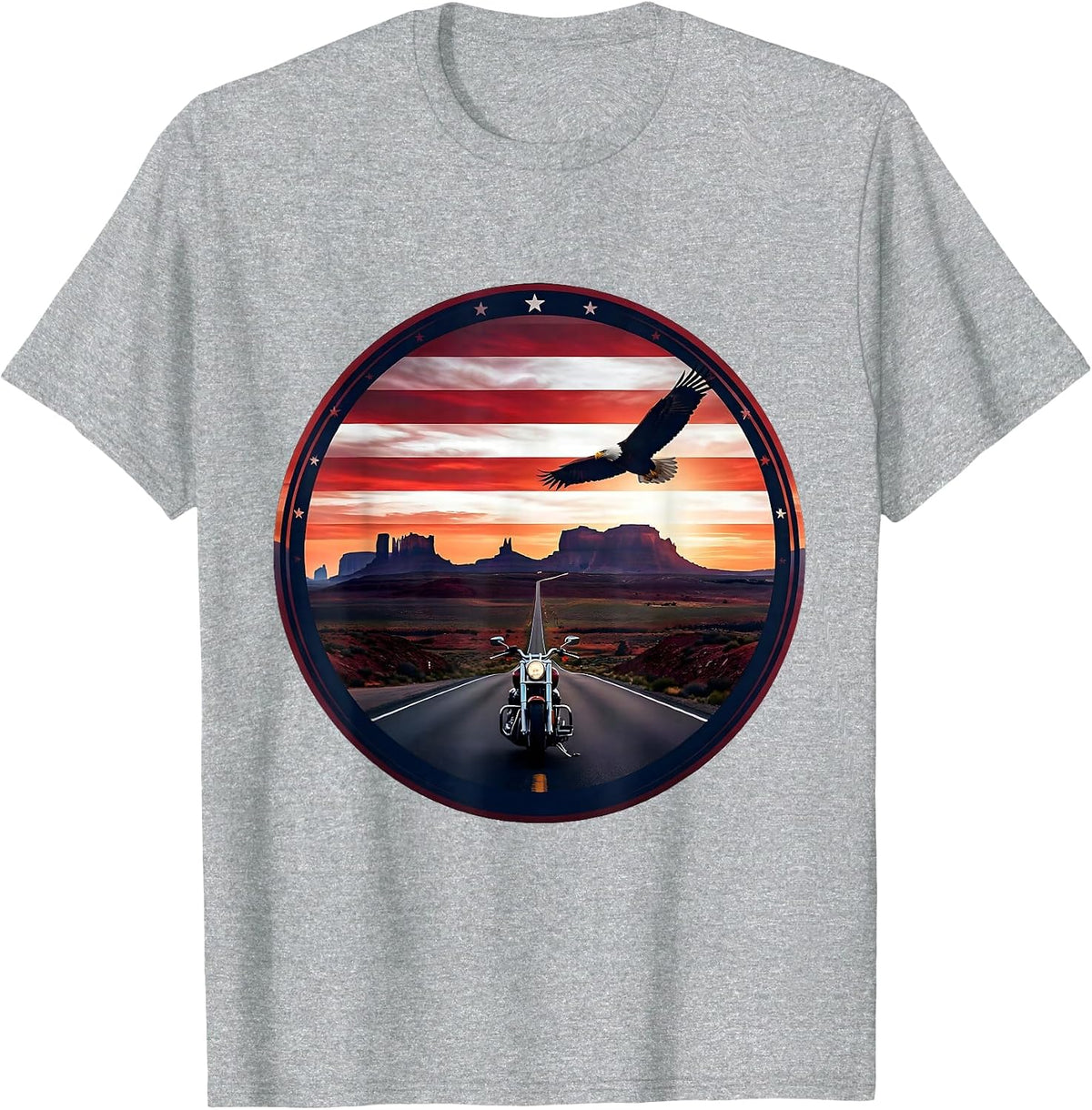 Men's Freedom Road Motorcycle Desert Highway Graphic T-Shirt - Heather Grey