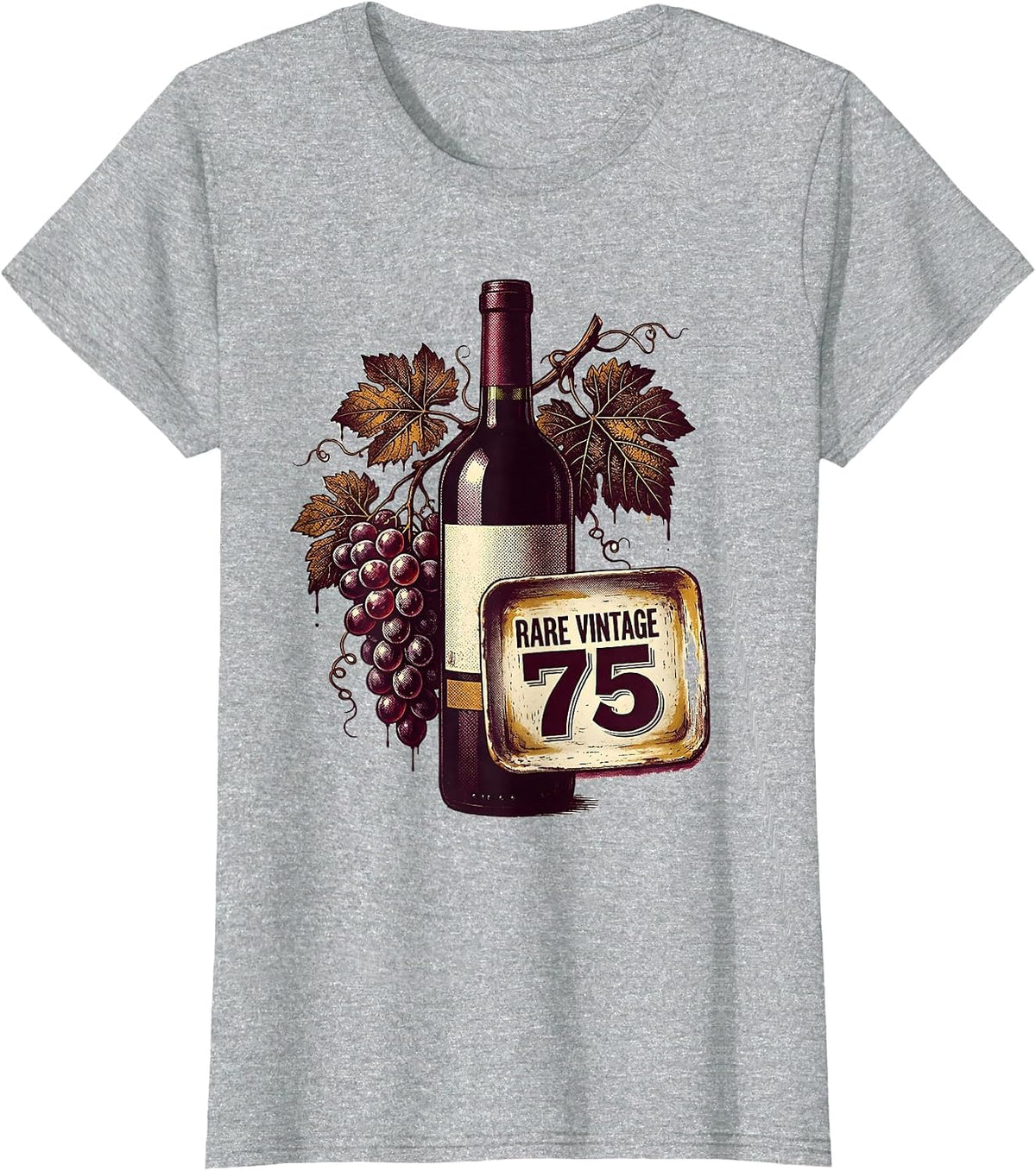 Rare Vintage Seventy-Five 1975 Classic Design T-Shirt - Heather Grey