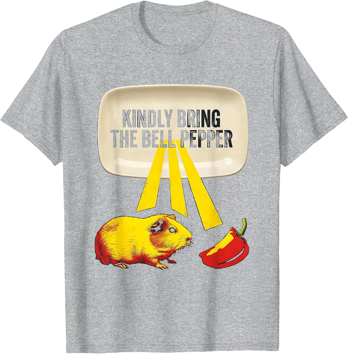 Men's Kindly Bring The Bell Pepper Funny Guinea Pig Cavy Lover T-Shirt - Heather Grey
