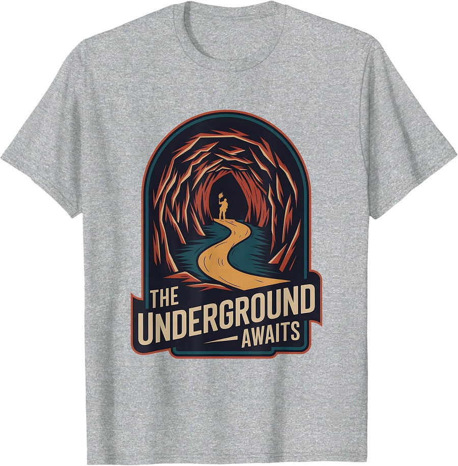 Caving Spelunking Exploring Caves Speleology T-Shirt - Heather Grey