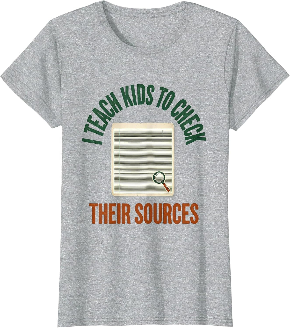 I Teach Kids To Check Their Sources Vintage School Librarian T-Shirt - Heather Grey