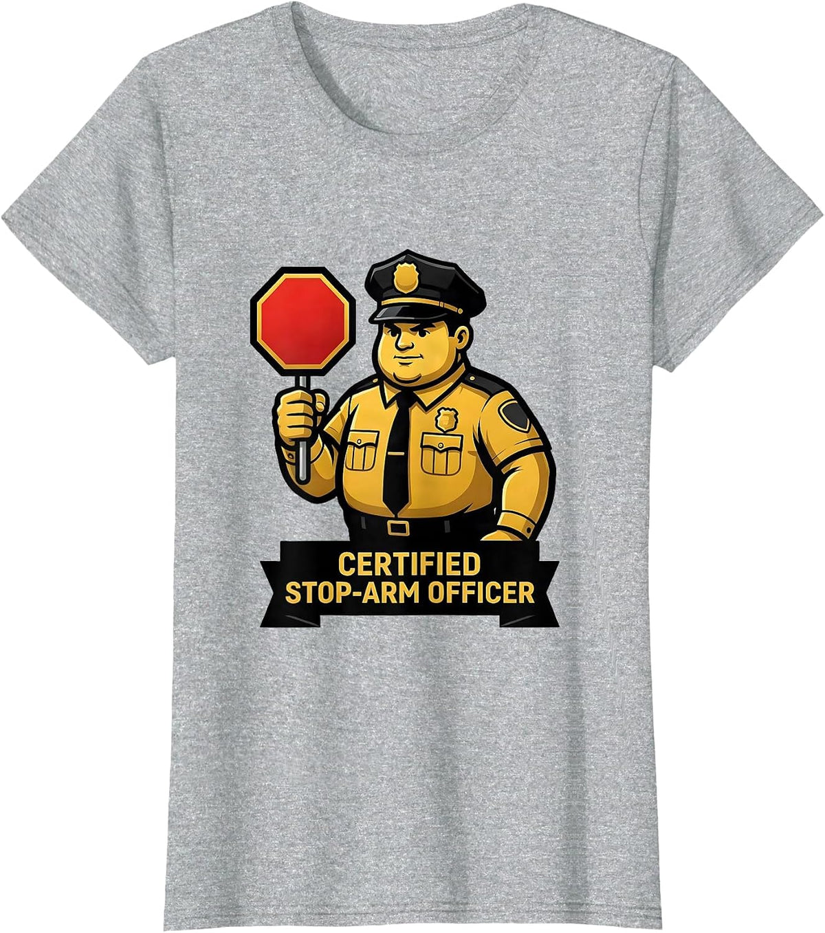 Certified Stop-Arm Officer Funny School Bus Driver T-Shirt - Heather Grey