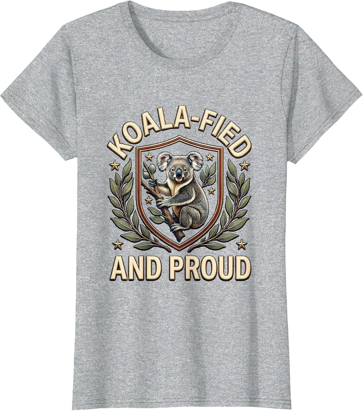 Koala-fied And Proud Funny Koala Lover Gift Cute Animal Pun T-Shirt - Heather Grey