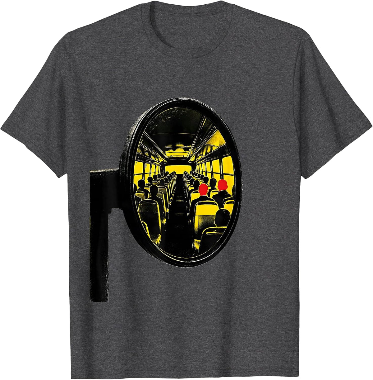 Men's School Bus Mirror Funny School Bus Driver Humor T-Shirt - Dark Heather Grey
