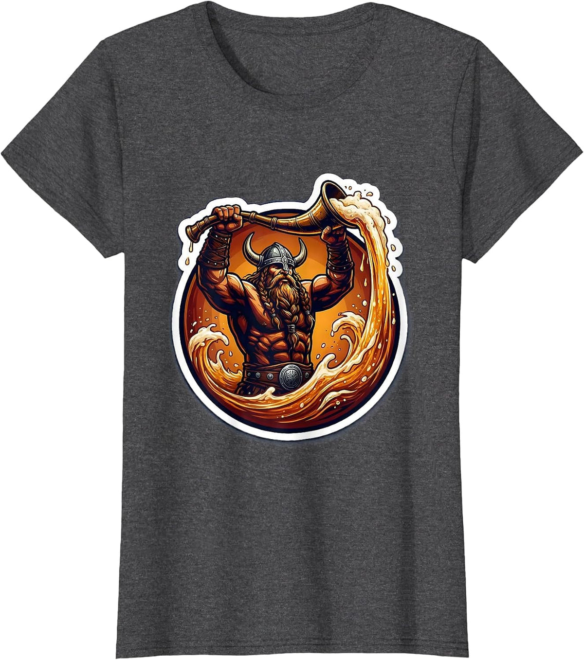Women's Funny Viking Drinking Horn Raise Celebration T-Shirt - Dark Heather Grey