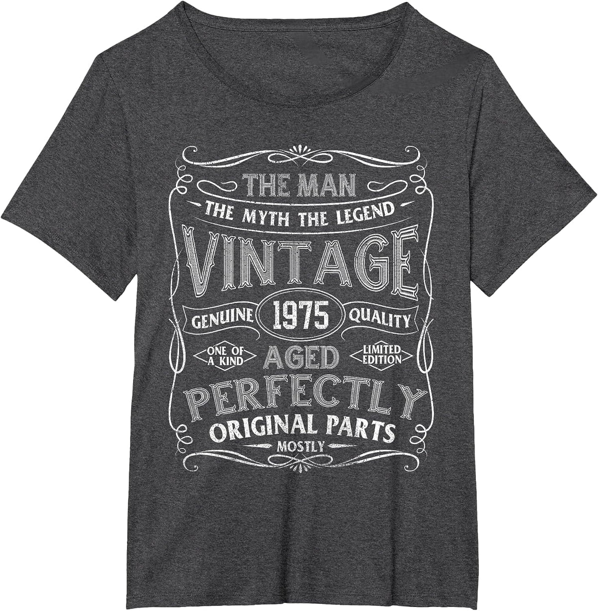 Man Myth Legend Vintage 1975 Year of Birth Birthday T-Shirt - Dark Heather Grey