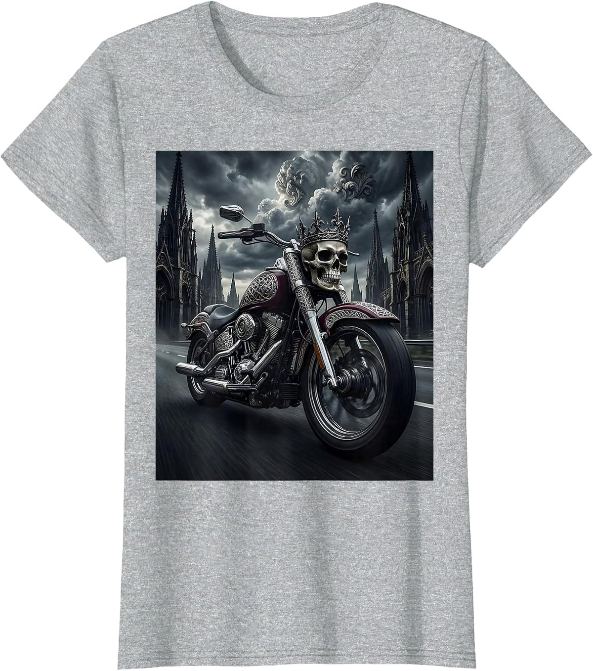 Freedom Rider Motorcycle Highway Graphic Tee T-Shirt - Heather Grey