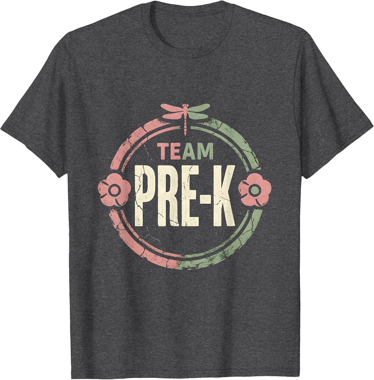 Team Pre-K Floral Boho Teacher Gift Back To School T-Shirt - Dark Heather Grey