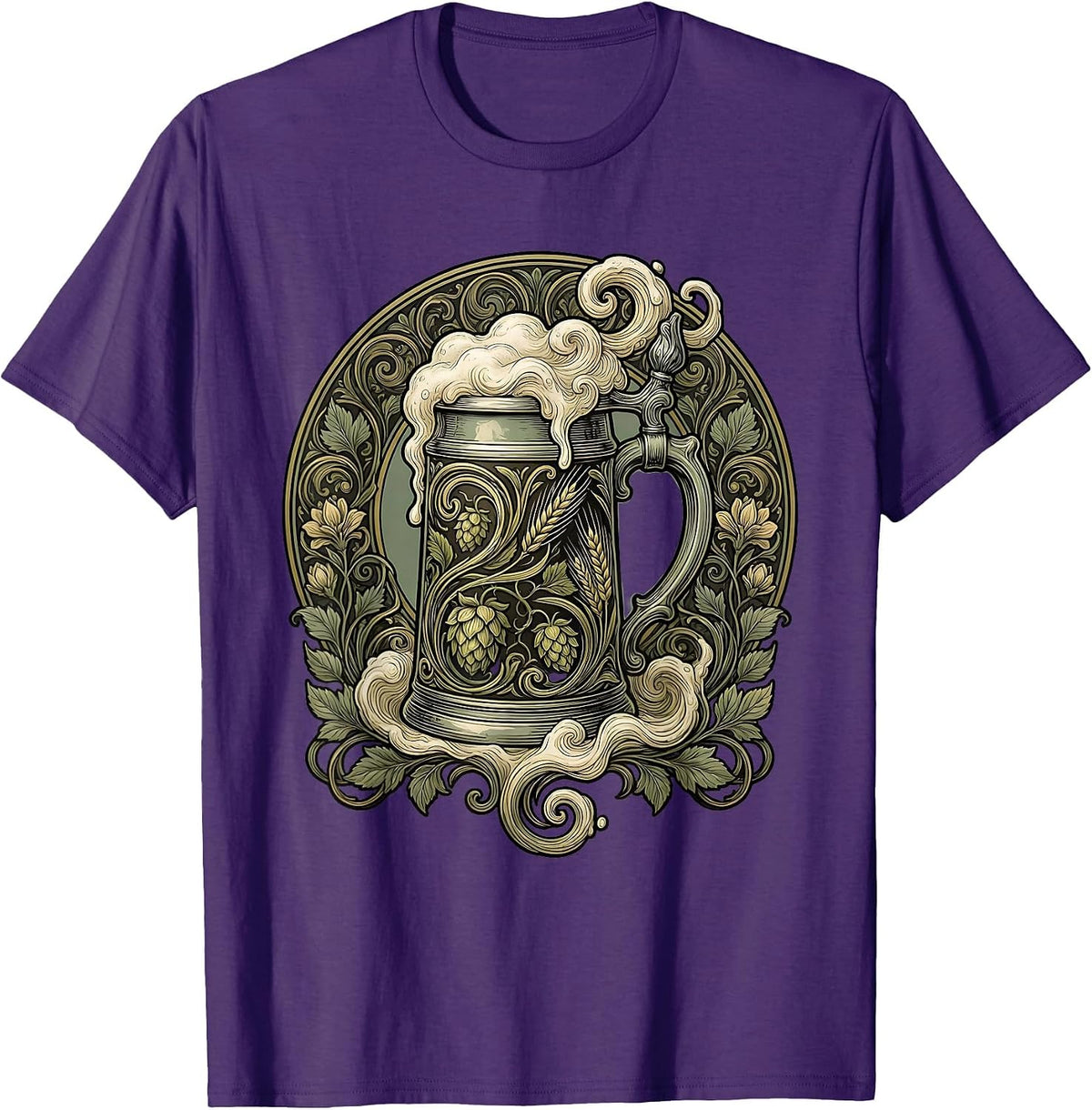 Men's Overflowing Beer Stein Oktoberfest Graphic T-Shirt - Purple