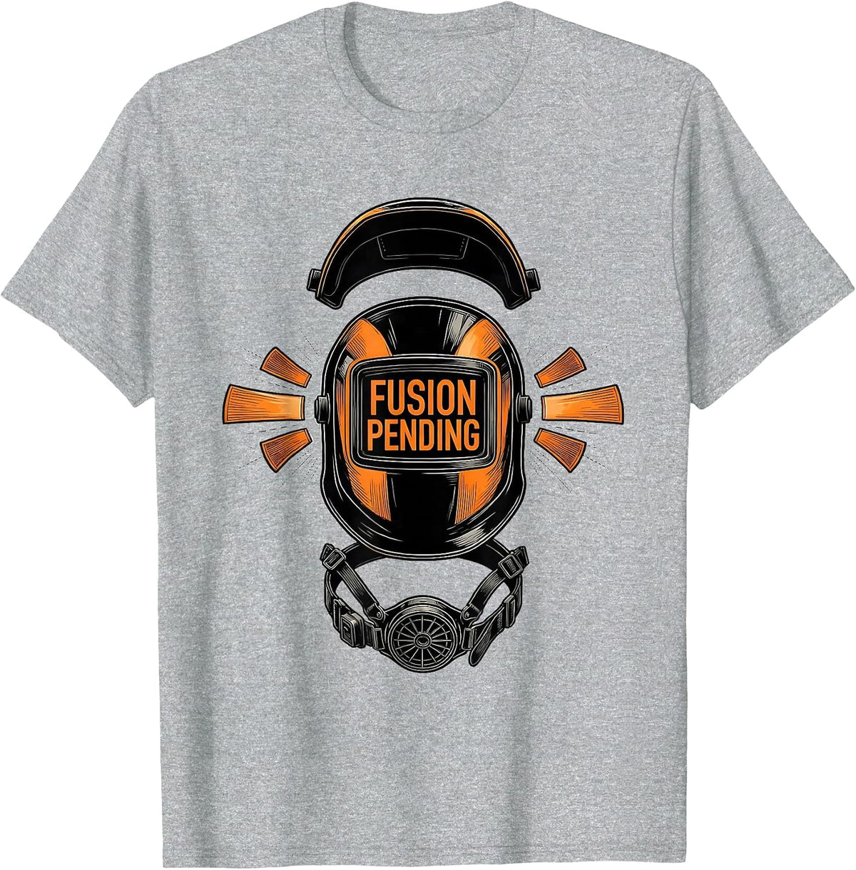 Men's Fusion Pending Exploded Welding Hood Blue Collar T-Shirt - Heather Grey