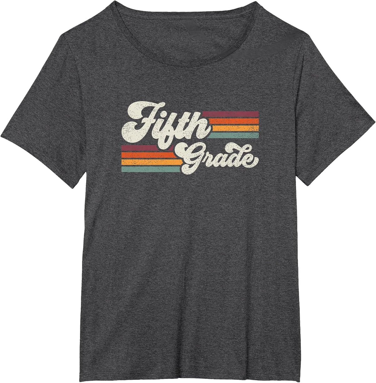 Retro Fifth Grade Teacher Back to School T-Shirt - Dark Heather Grey