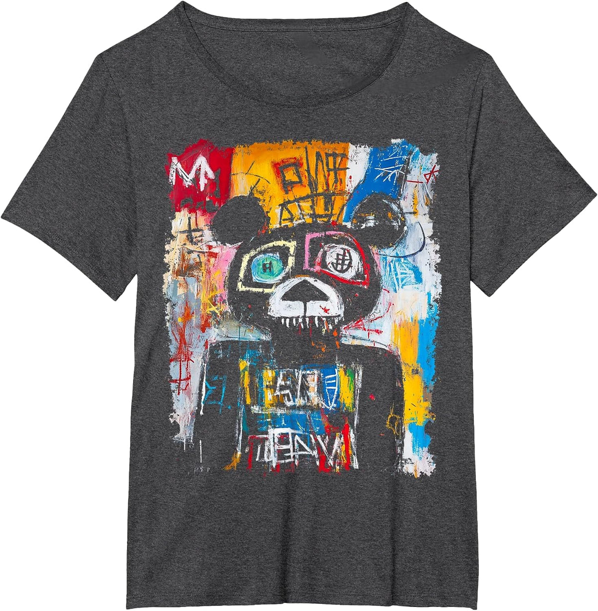 Pop Art Style Bear 90s Graffiti T-Shirt - Dark Heather Grey