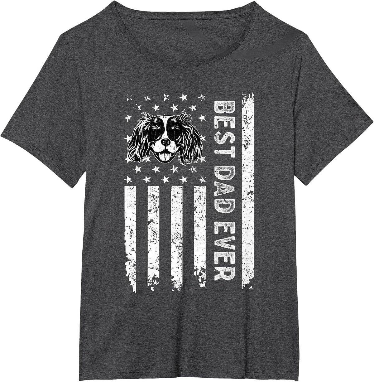 Best Cavalier King Charles Spaniel Dog Dad Ever Fathers Day T-Shirt - Dark Heather Grey